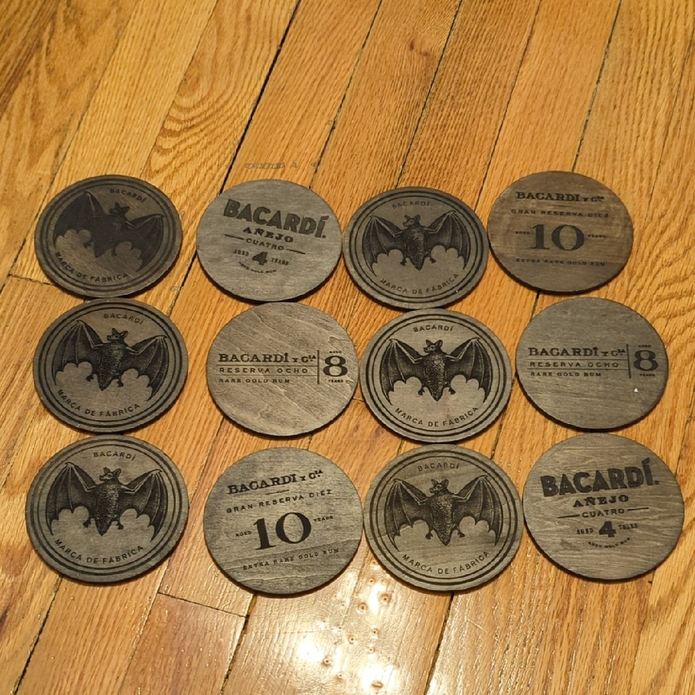 Bacardi Wooden Coasters Set